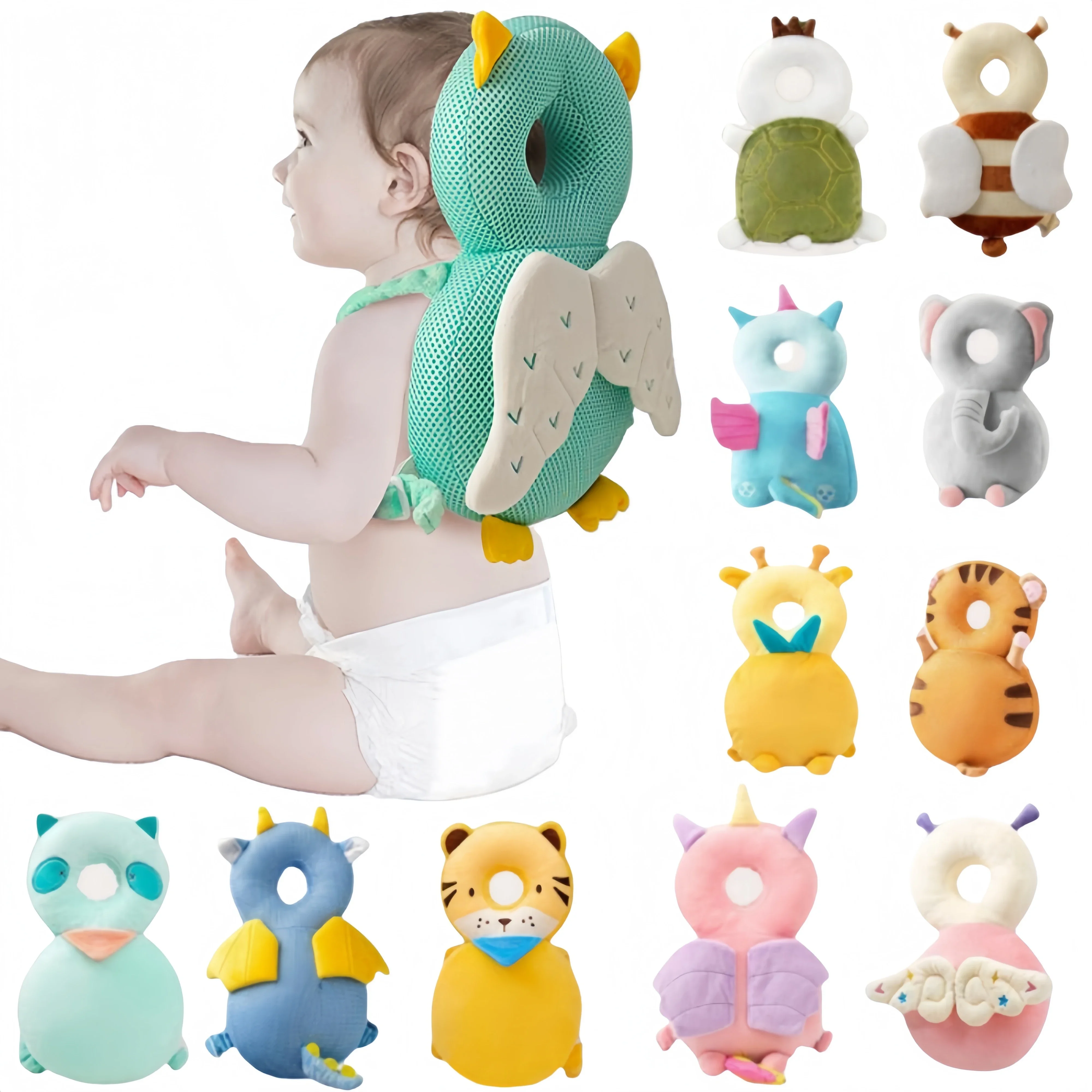 Newborn Headrest Security Pillows Backpack Toddler Baby Head Fall Protection Pad Cushion Cartoon Soft Security Pillows Backpack