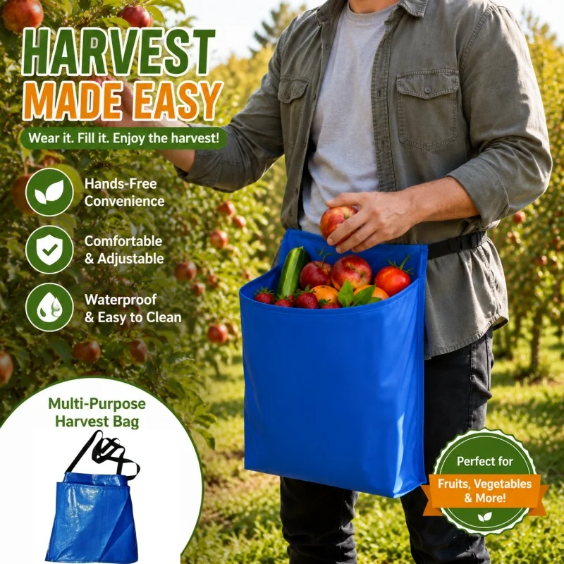 Fruit and Vegetable Picking Apron Garden Fruit Picking Bag Waterproof and Portable Agricultural Picking Waist Bag