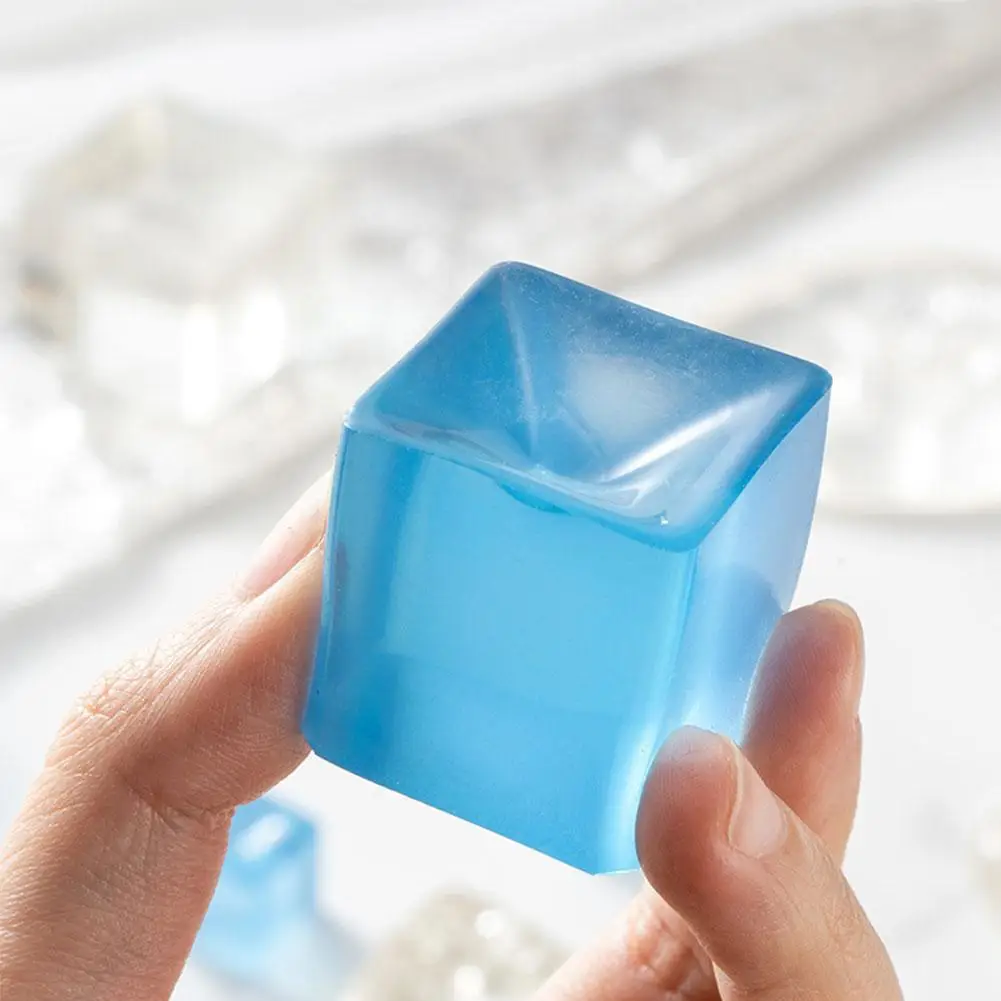 Mini TPR Ice Block Stress Ball Toy Anti Stress Novelty Decompression Transparent Fidget Squeeze Toys Cube Toy Squee R9R6