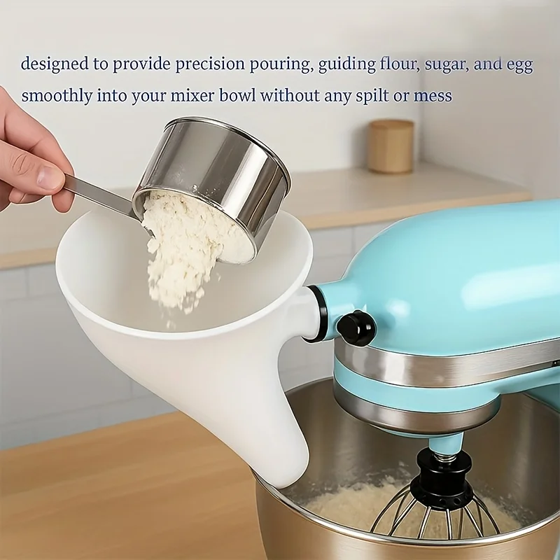 Embudo para harina compatible con batidoras KitchenAid, compatible con las batidoras de pedestal con cabezal inclinable KSM150 y de 5 cuartos de galón, adecuado para huevos y harina