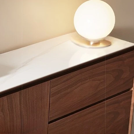 Cassettiera credenza in mogano, piano in marmo dal design moderno in legno