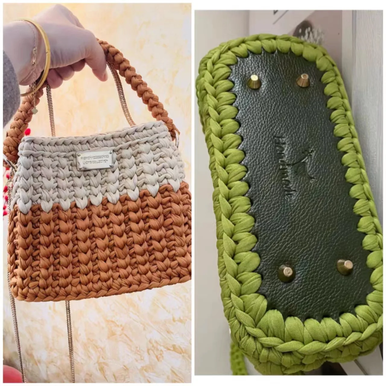 20*8cm Long Rectangle Bottom for Knitting Bag Leather Craft Accessories Handmade Bottom with Holes DIY crochet Bag Bottom Base