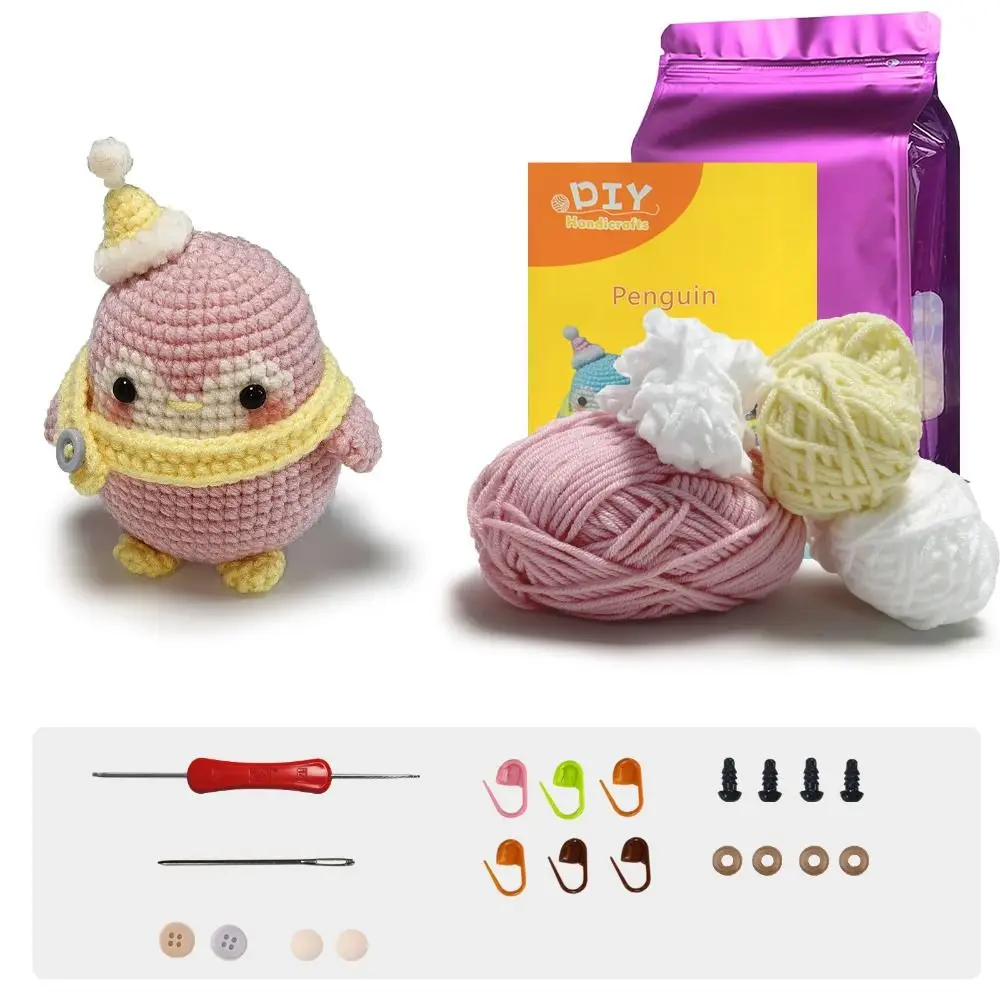 Modny zestaw do wypchane zwierzę na szydełku dla początkujących zestaw do szydełkowania do samodzielnego wykonania z zestawem przędzy do samouczków wideo