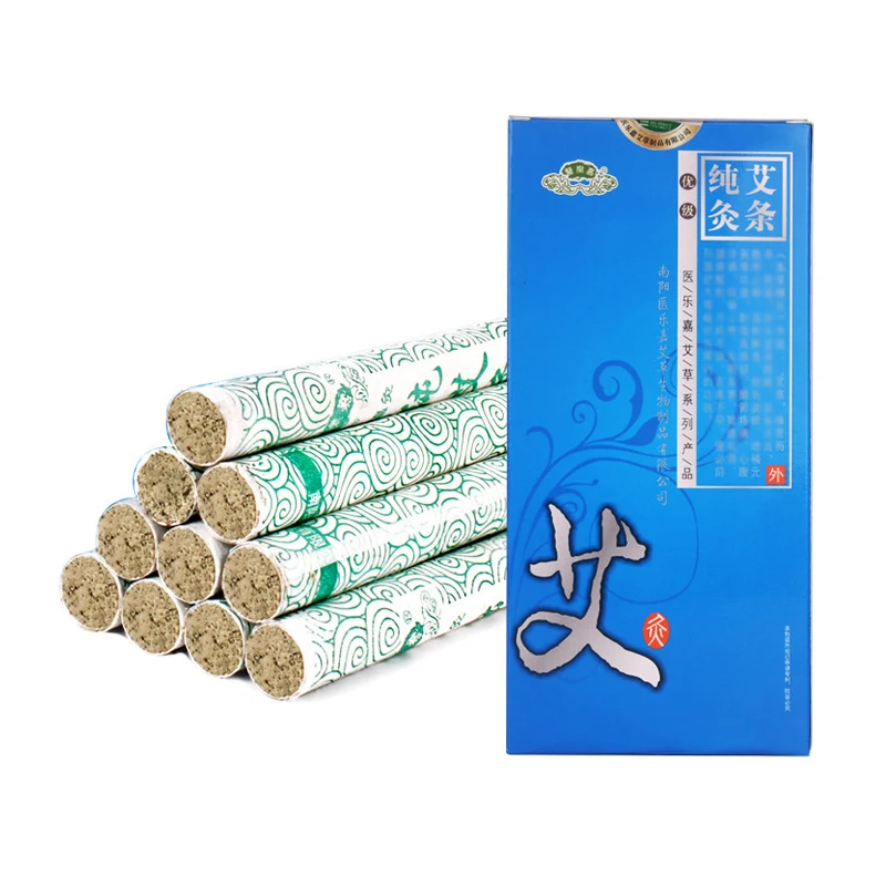 

10pcs Long Moxa Rolls Moxibustion Acupuncture Point Heating Therapy Pure Wormwood Stick Household Moxibustion Box Portable