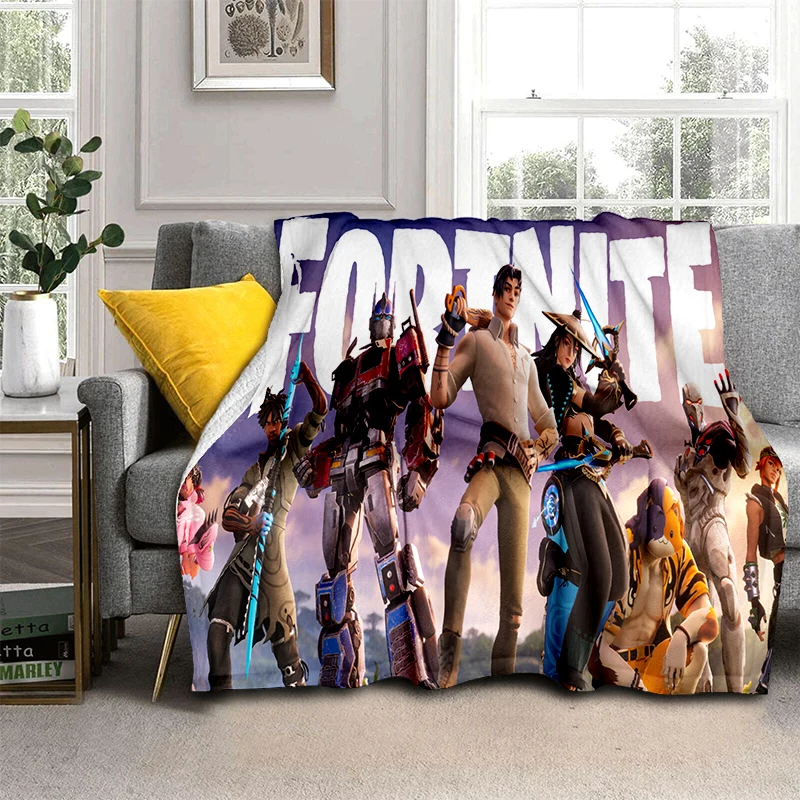 3D F-Fortnites Cartoon-Spiel-Flanelldecke, weiche, warme Überwurfdecke für Schlafzimmer, Wohnzimmer, Bett, Reisen, Camping, Picknick, Geschenk
