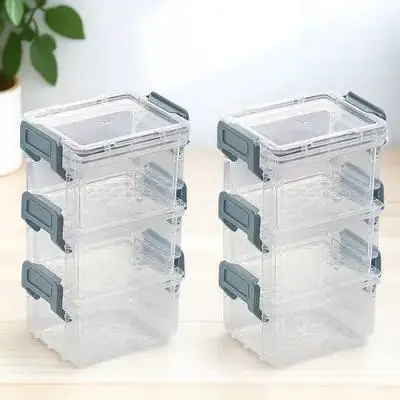 6Pcs Transparente Lagerung Boxen Stapelbar Kunststoff Desktop-Organizer Schmuck Make-Up Schreibwaren Kleinigkeiten Container Fall