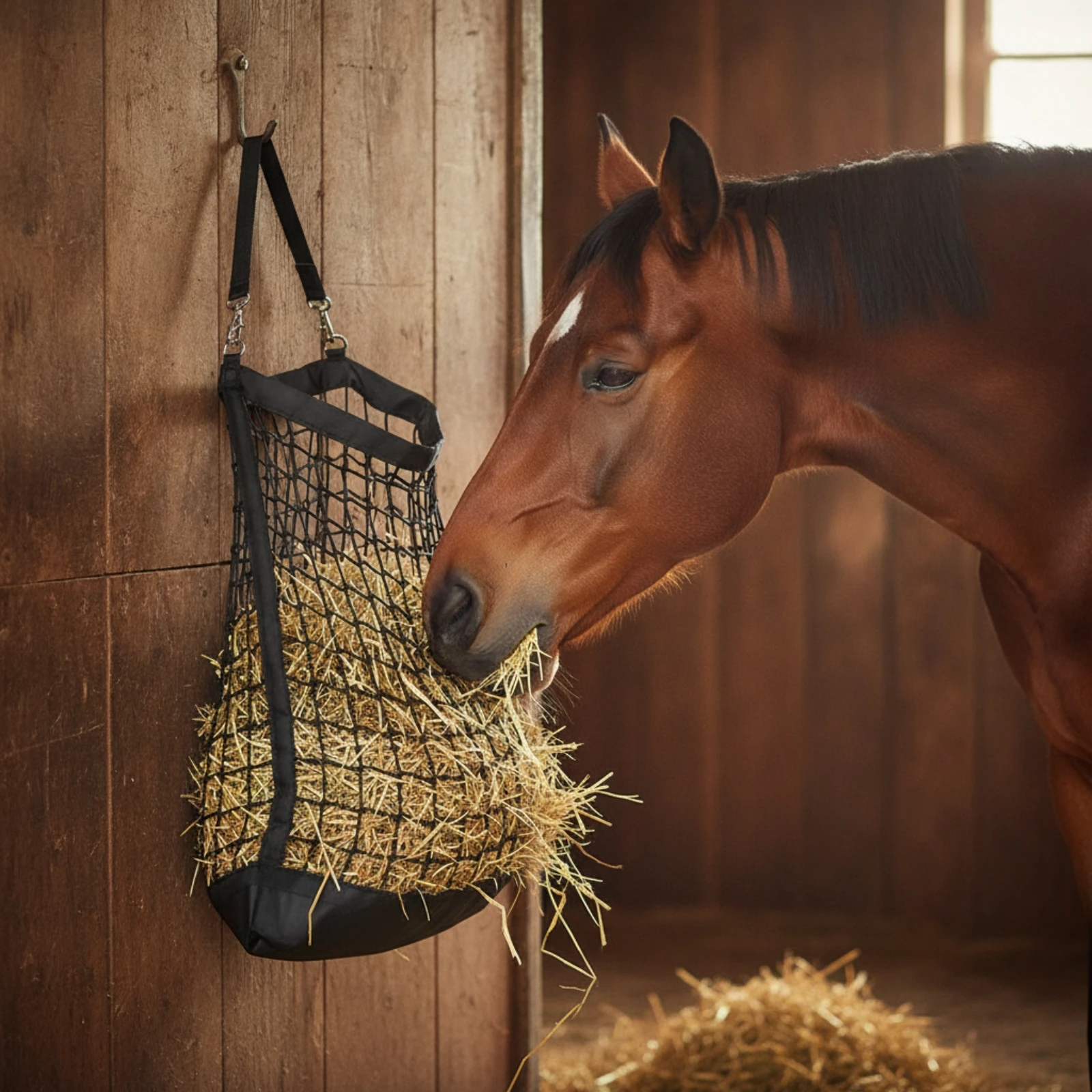 Horse Hay Net Bag Mesh Slow Feed Hay Bag Large Capacity Gnaw-Resistant Resistant for Horses, Stalls, Stables
