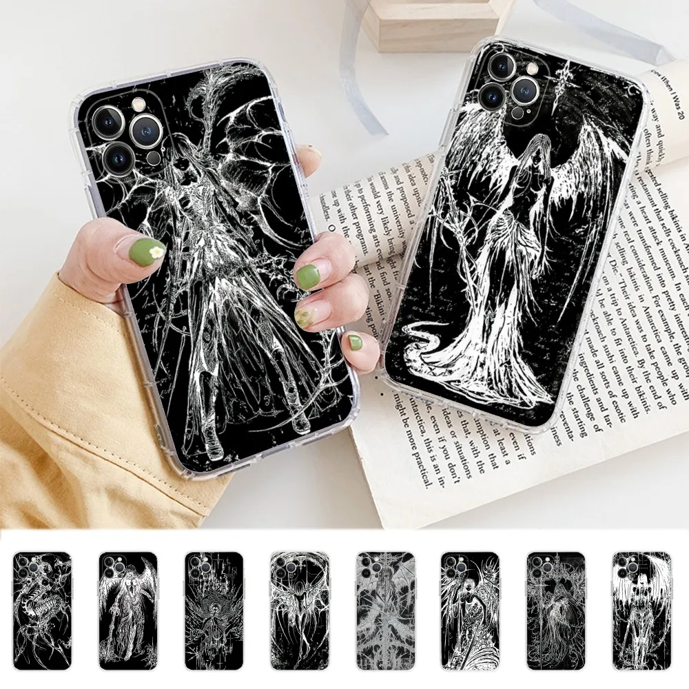 

Luxury Bloodsacrifice Black Angel Phone Case For IPhone 16 15 14 11 12 13 Mini Pro XS Max Cover 6 7 8 Plus X Funda Shell