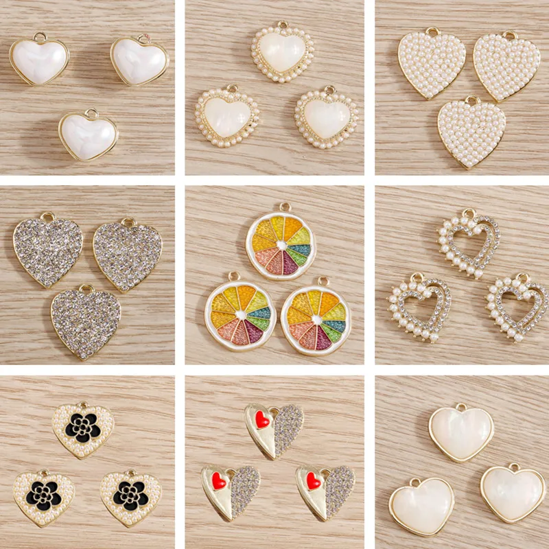 4pcs Cute Crystal Love Heart Star Charms for Jewelry Making Girls Drop Earrings Pendants Necklace DIY Keychain Craft Accessories