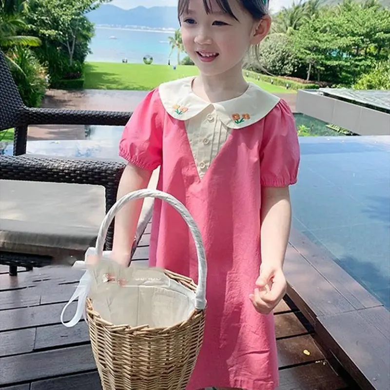 Girls' Skirts Embroidery Doll Collar Dresses Princess Dresses Summer Dresses New Children's Clothes