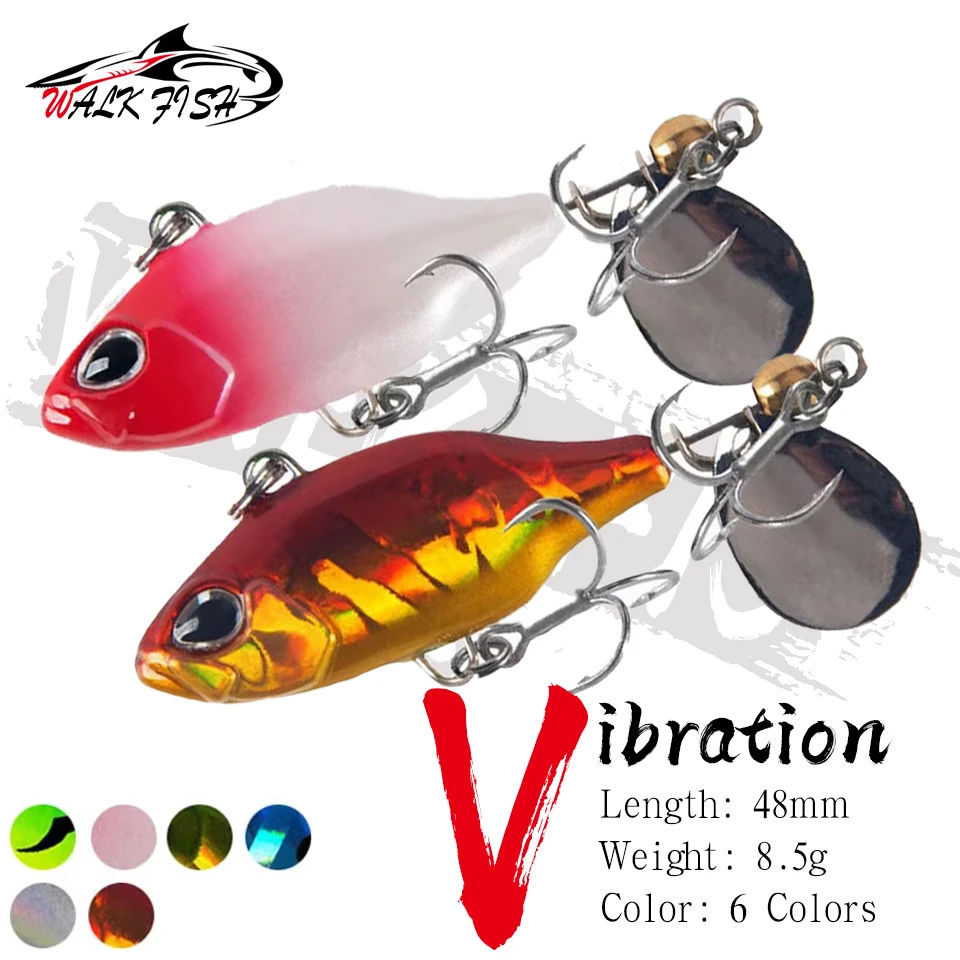 WALK FISH 48mm 8,5g VIB-Köder mit Rotierendem Schwanz Vibrations-Spinner Löffelköder Jigs Traktor-Meeresfischerei Harter Kunstköder