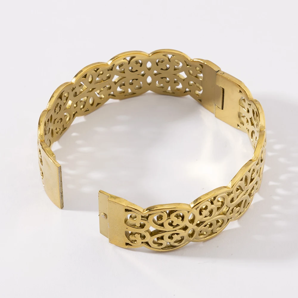LUIZADA Vintage vergoldetes Armband für Frauen, Edelstahl, Luxus-Armreif für afrikanische Hochzeit, neue exquisite Braut, Verlobung – Detail 14