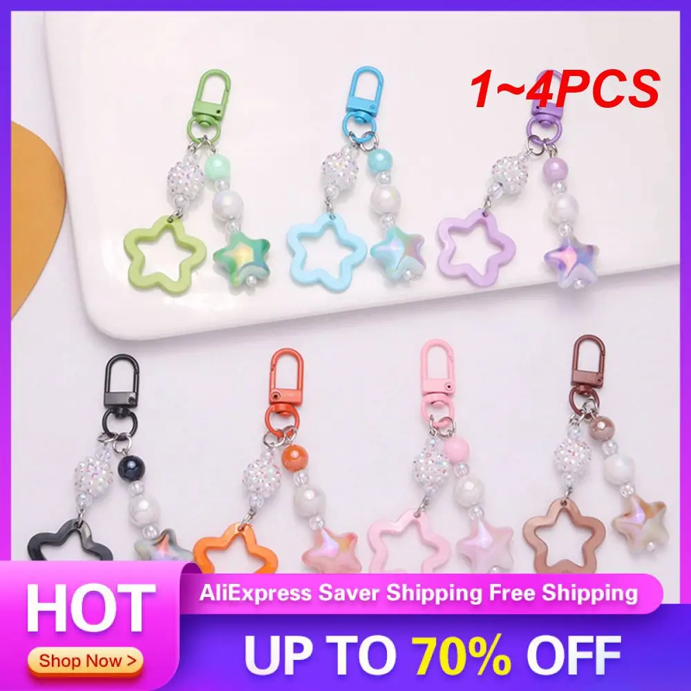 1~4PCS Star Shape Key Chain Cute Cartoon Feel Comfortable Couple Key Chain Popular Jewelry Bag Pendant Non-toxic And Odorless