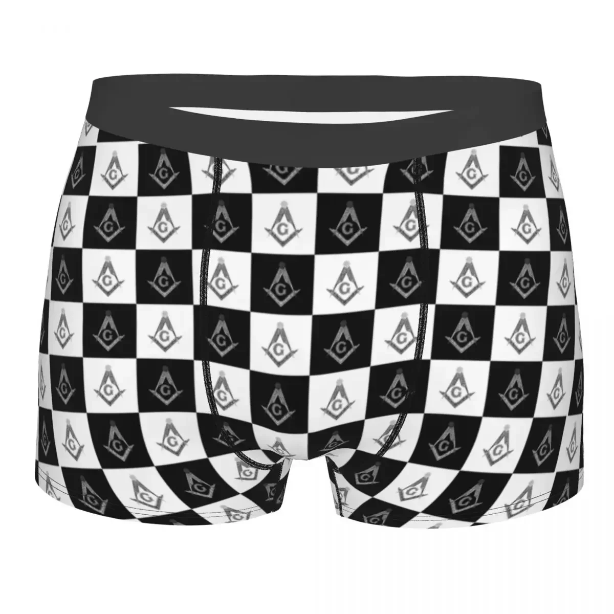 Custom Freemason Checkered Pattern Underwear Men Breathable Mason Masonic Boxer Briefs Shorts Panties Soft Underpants For Homme