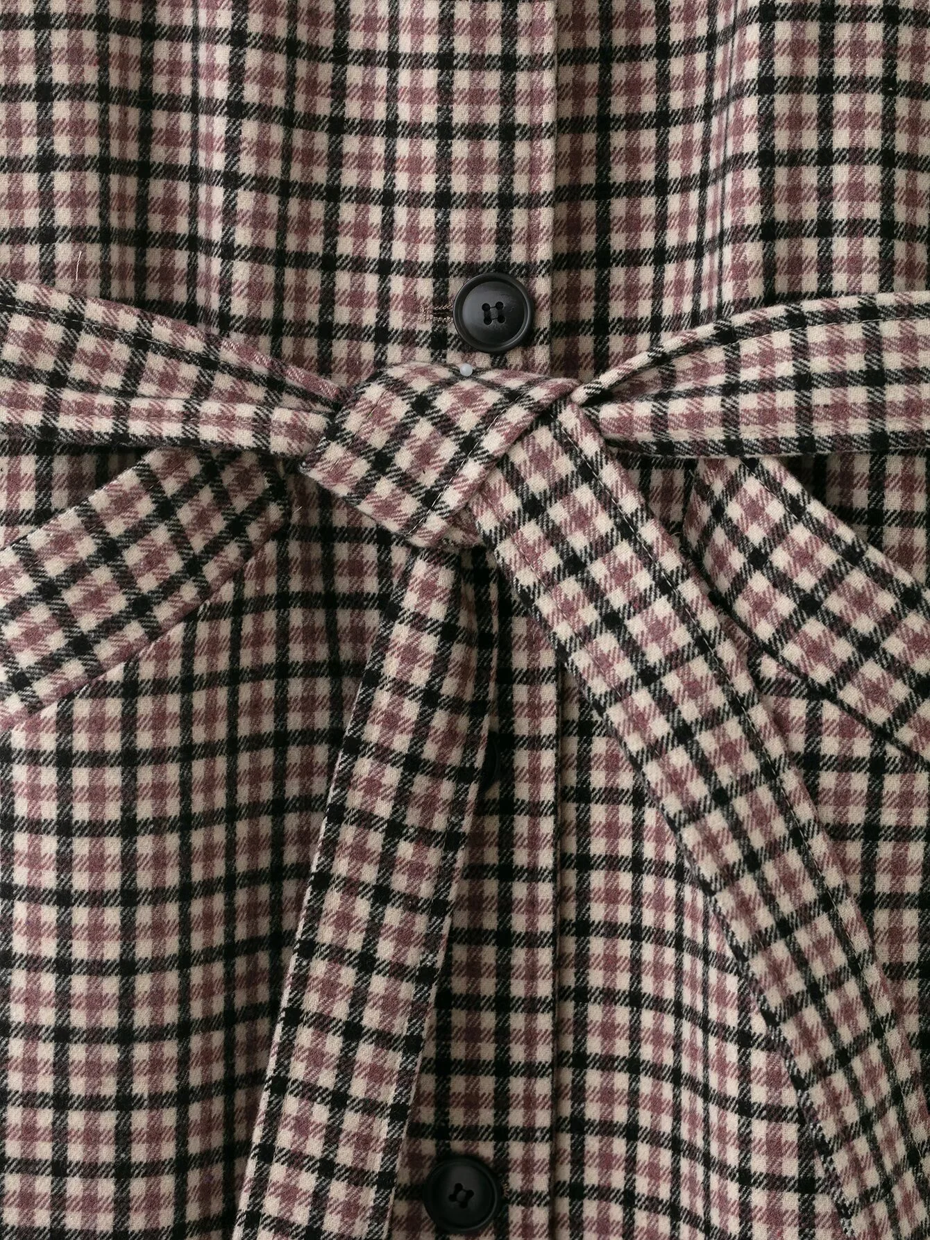 2025 invierno nueva mujer elegante Retro Casual moda suelta ajuste a cuadros cuello alto gabardina larga con cinturón