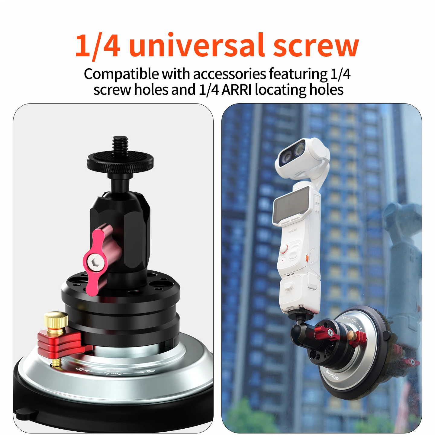 20KG Saugvakuumaufnahmehalterung für Auto Glas- und Metalloberflächen 1/4 Zoll Schraubadapter für Insta360 Luna Ultra DJI Osmo Pocket 4P Gimbal – Detail 9
