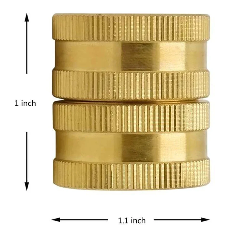 Brass Garden Hose Connector Double Two-way Female Head For Rotating 3/4