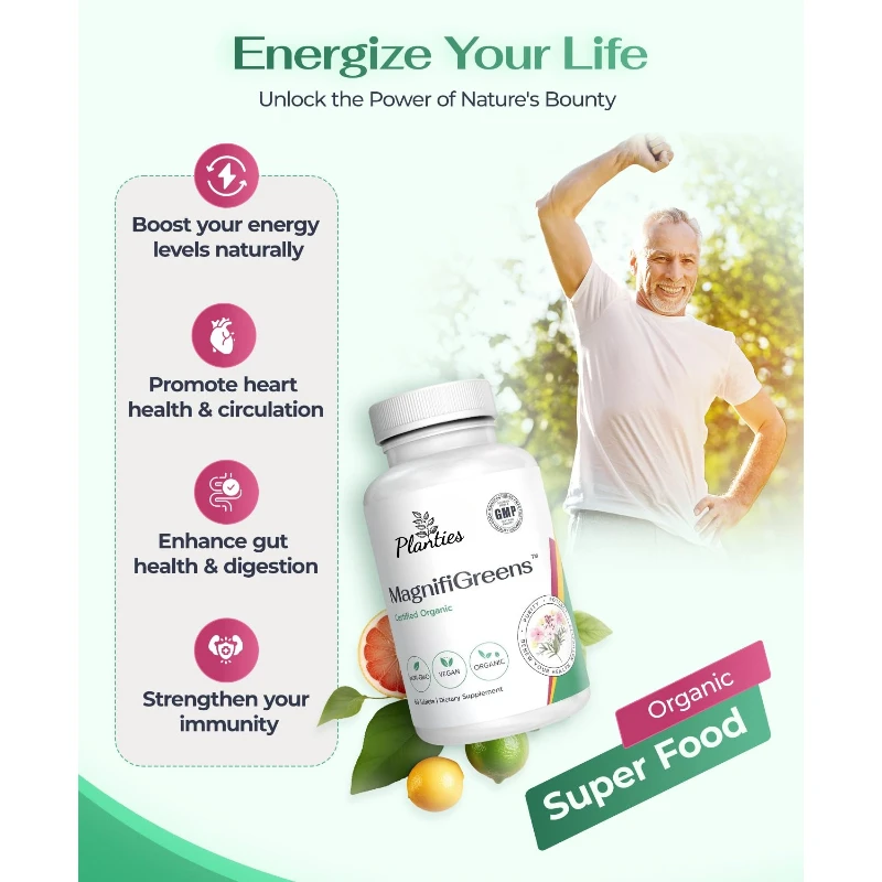

Super Fruit & Vegetable Superfood Energy Capsules 2-in-1 Formula for Overall Health 60 Capsules per Bottle