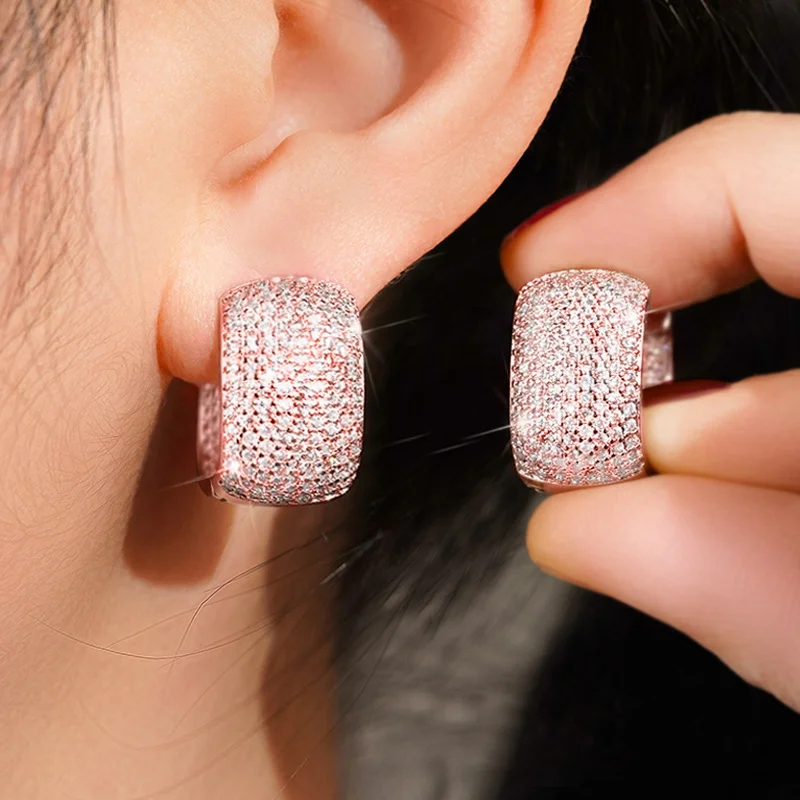 CAOSHI Gorgeous Dazzling Zirconia Hoop Earrings Female Engagement Ceremony Party Accessories Fashion Luxury Jewelry for Women