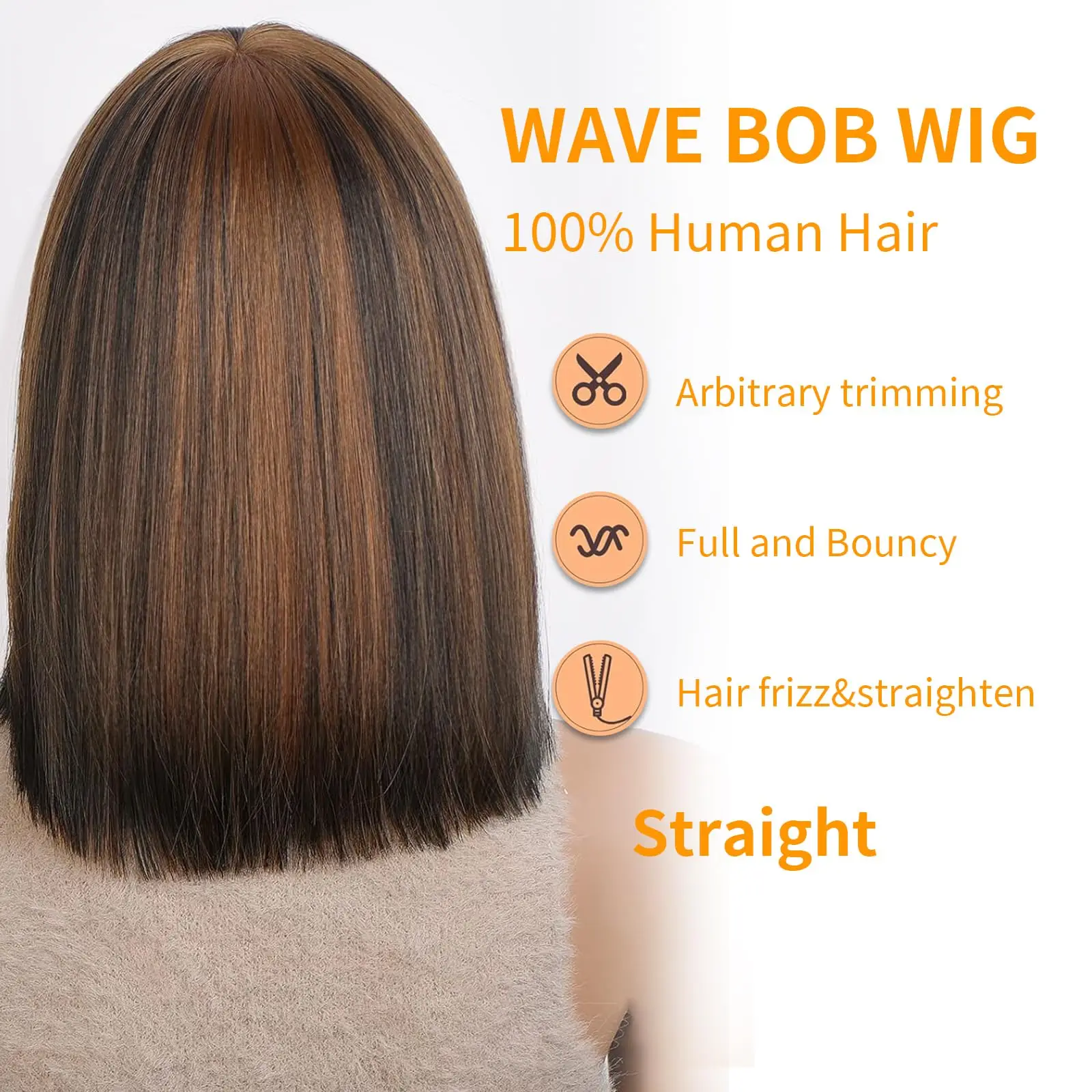 Wig Bob pendek pirang Highlight lurus rambut manusia dengan poni Wig penutupan renda transparan 2x1 Wig Bob Bang lurus untuk wanita