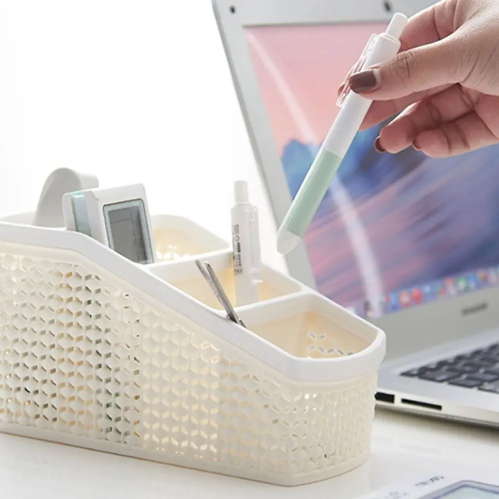 Trapezoidal Desktop Storage Box 4-Grid Compact Desktop Storage Organizer Hollow Divided Cell Cosmetics Lipstick Organizer