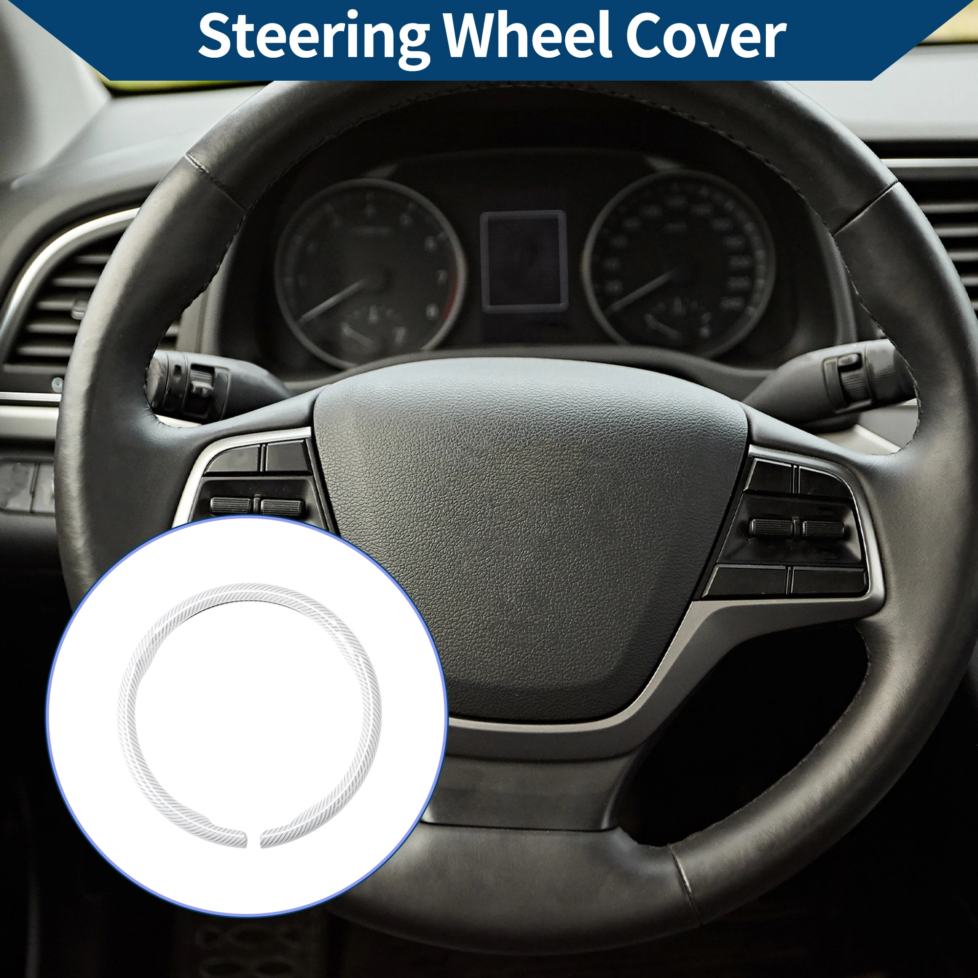 

UXCELL PVC Steering Wheel Cover PVC 14.96" White Carbon Fiber Pattern