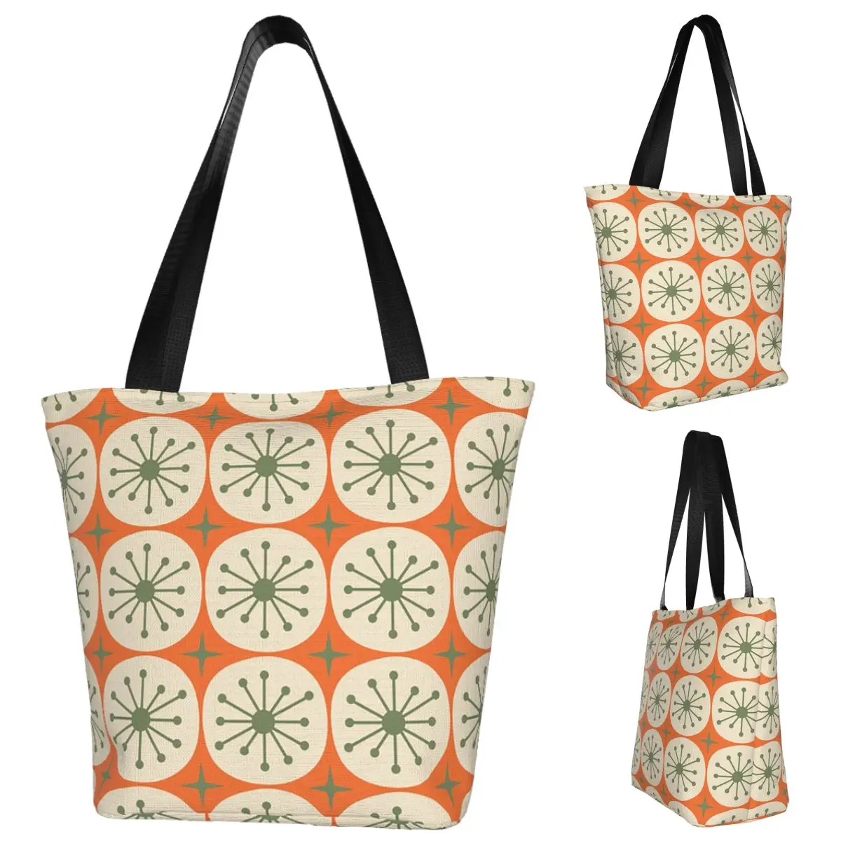 meados-do-seculo-moderno-pontos-atomicos-e-estrelas-verde-oliva-bege-sacola-de-compras-sacos-de-ombro-shopper-bolsa-de-compras-para-mulher