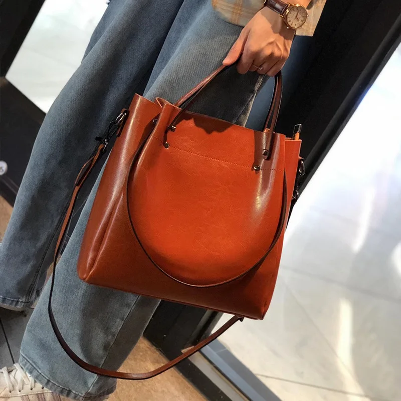 

Cowhide Genuine Leather Bag Large Capacity Vintage Women's Cow Tote Bag Ladies Luxury Shoulder Crossbody Handbag Gift Commuter