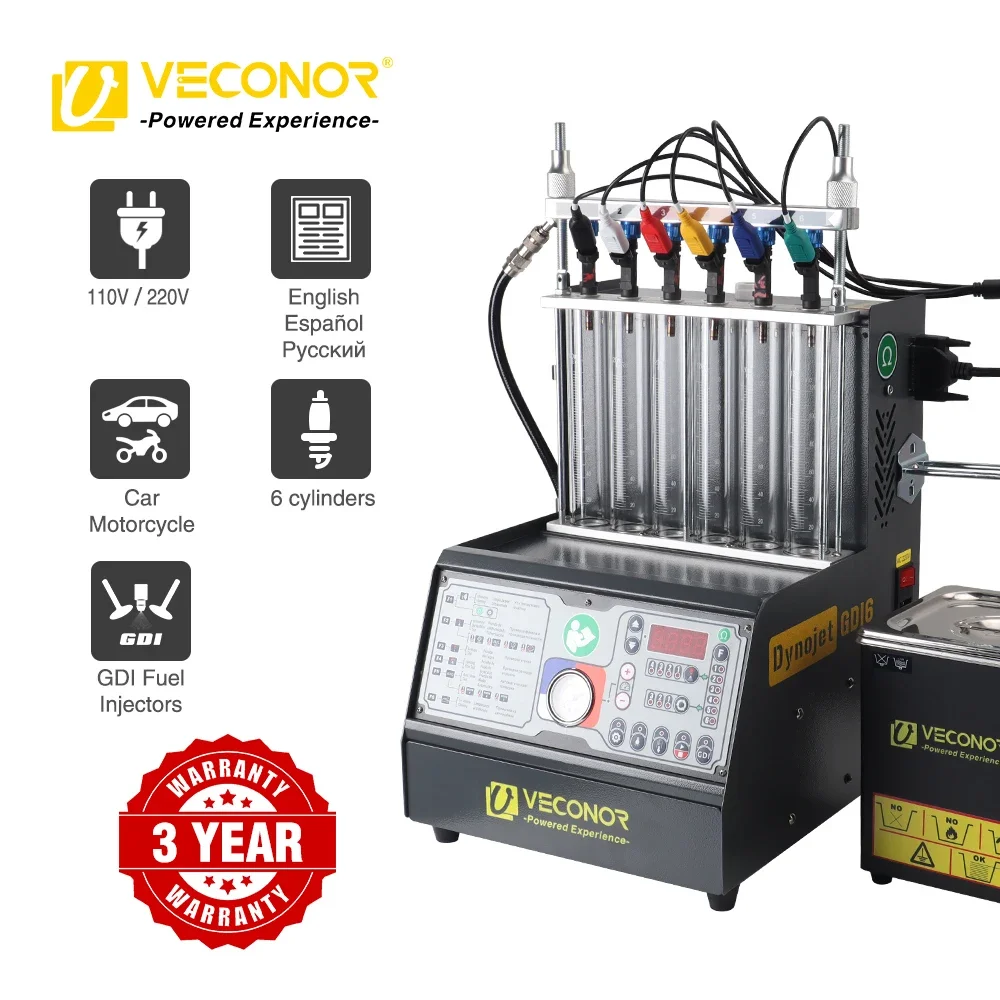 GDI Fuel Injector Cleaner & Tester Cleaning Machine Intelligent Car Ultrasonic Cleaner 6-Cylinders 110V 220V - Dynojet GDI6