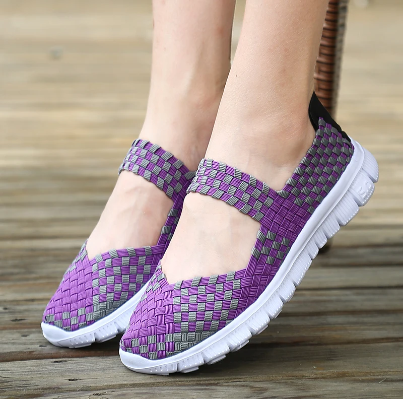 Shoes for Women Summer Weave Breathable handmade Shoes Light Flats Nursing Shoes Woman Sandals Handmade Woven Casual Mother Shoe