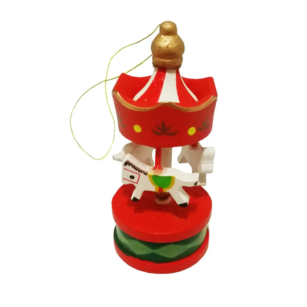 6Pcs Carousel Horse Rotating Wooden Decoration Birthday Christmas Gift Home Table Ornament Carousel Toy Christmas Decorations