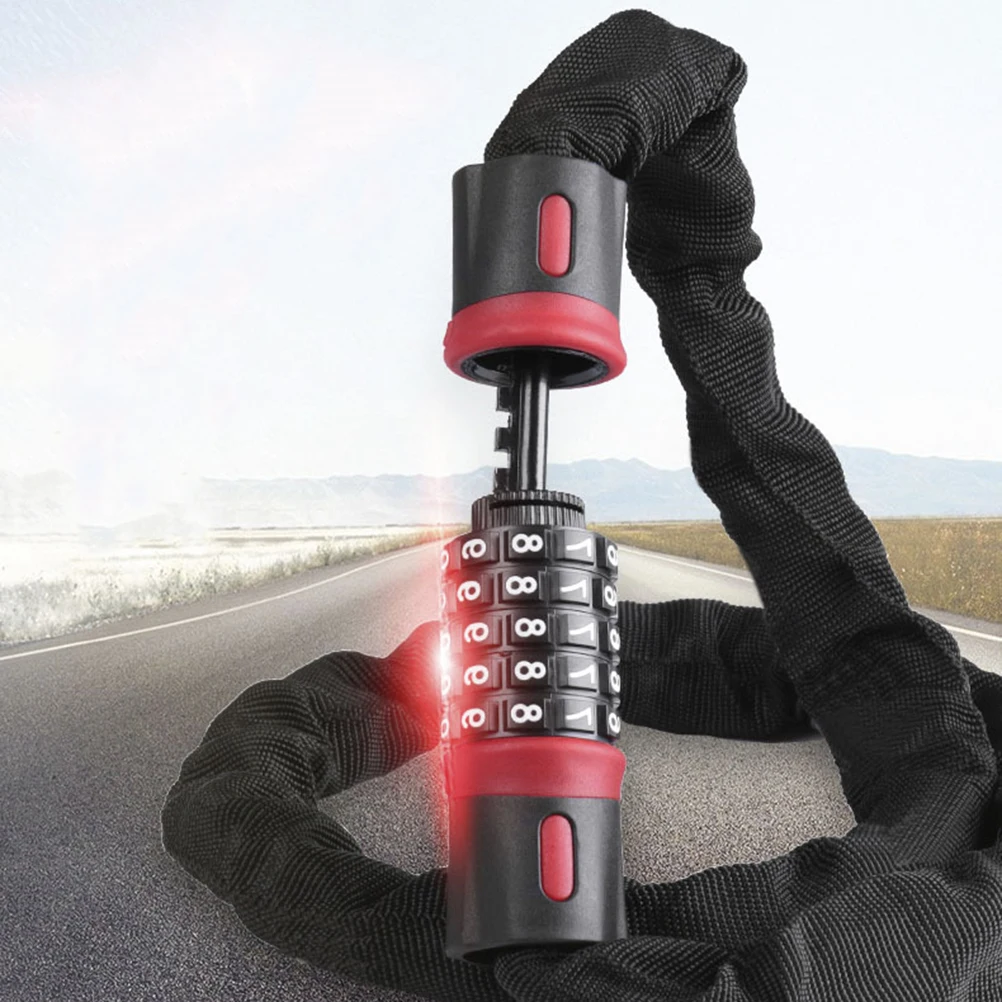 

5- Resettable Combination Chain Lock Anti- Keyless Bike Lock 110Cm For Bicycle Fence Gate Box Bbq Black