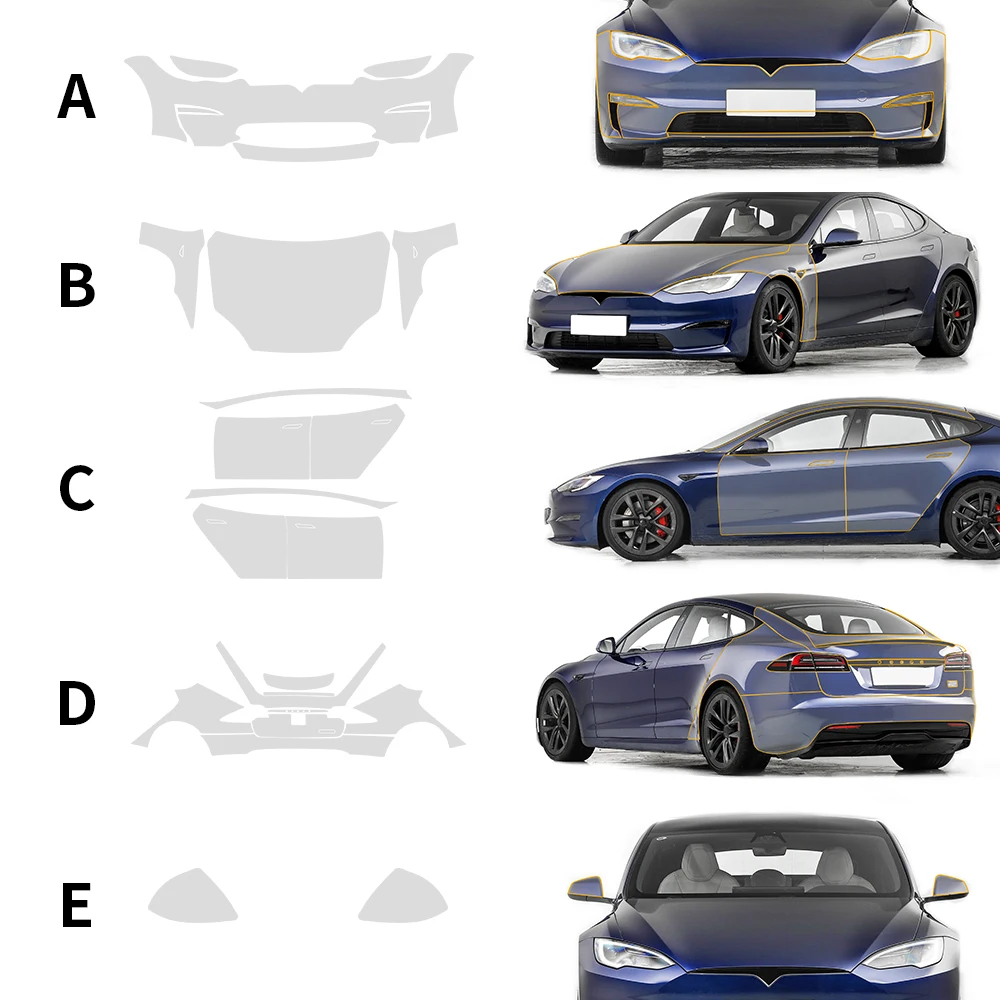 8.5Mil TPU Bumper Paint Protection Film For Tesla Model S 2021-2025 Pre-cut PPF Kit Clear Bra Car Body Anti-Scratch Resistant