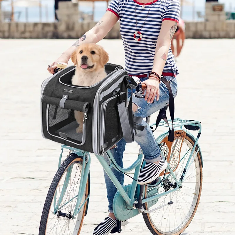 

Functional Pet Bicycle Portable Backpack Expandable Soft-Sided Pet Carrier Backpack for Convenient Outdoor Travel