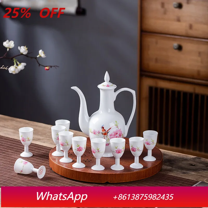 

LH peach blossom wine set wine jug set ceramic Baijiu cup household gift