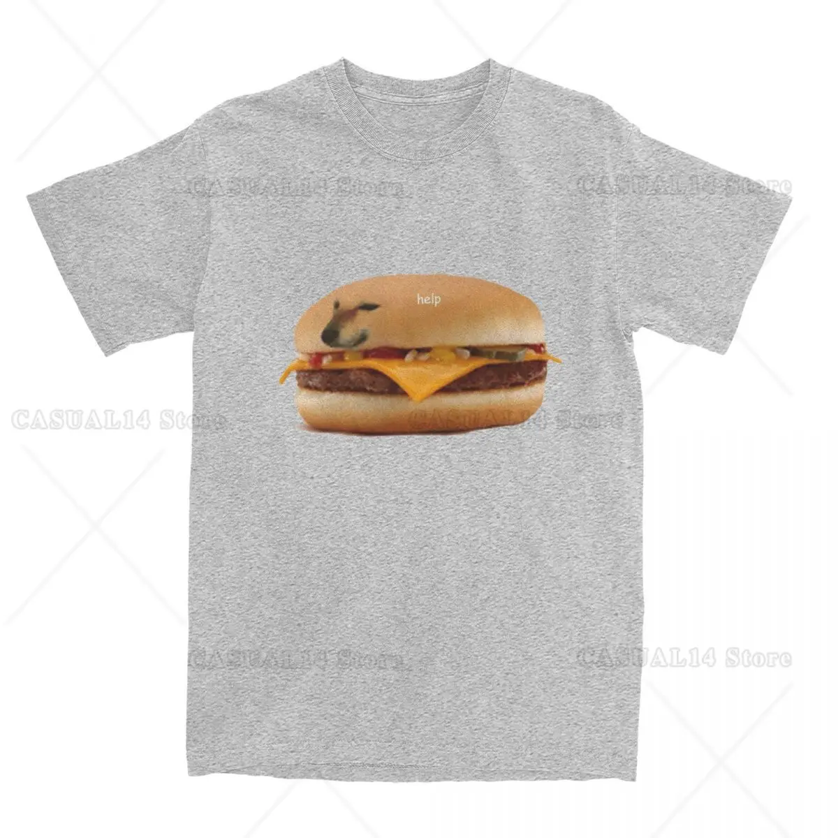 Harajuku Cheems Burger T Shirt Unisex Crewneck Short Sleeve Tops Cheemsburbger Cotton Summer Tops