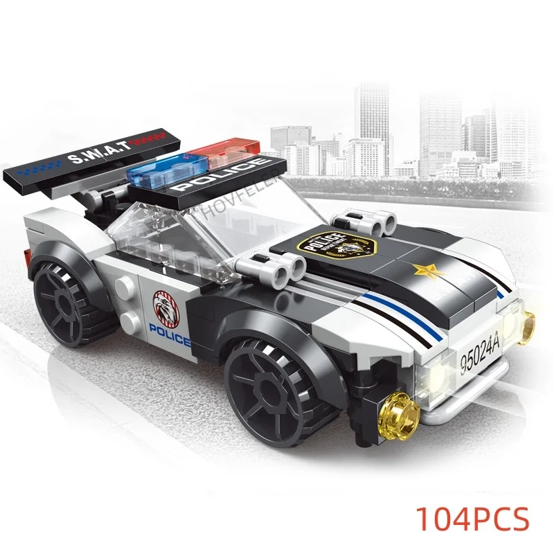 Super Police SWAT Dual-Rotor Helicopter & Car Building Blocks Kit, DIY MOC Classic Model Bricks Set for Kids