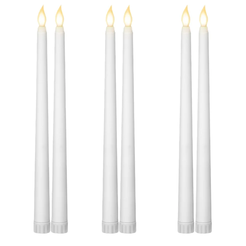 ABUI-Flameless LED Christmas Candles Long Battery Powered Church Flickering Pointed Candle Light Home Decoration