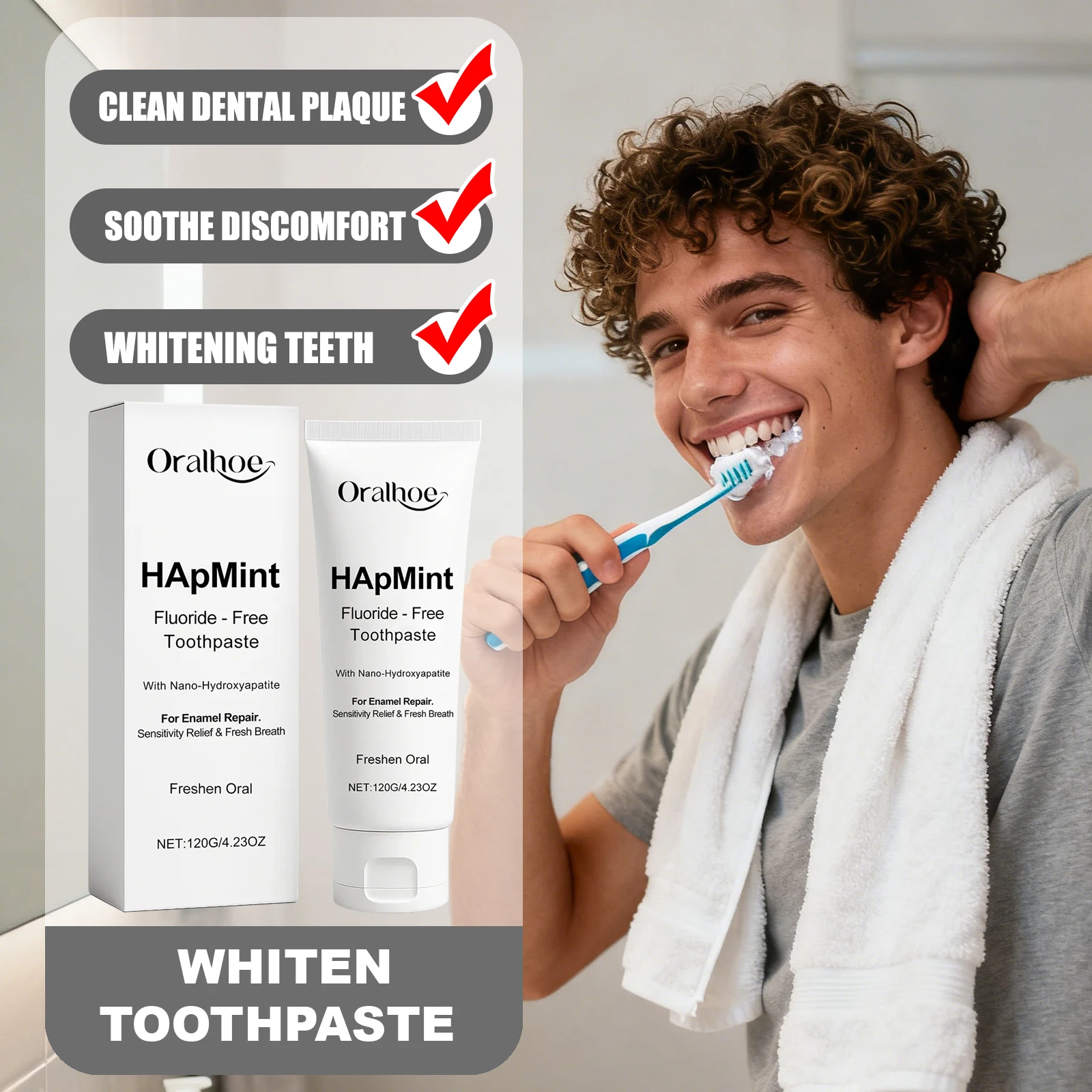 

Зубная паста ORALHOE Professional Care эффективно удаляет зубной налет, мягко питает, подходит для чувствительности зубов