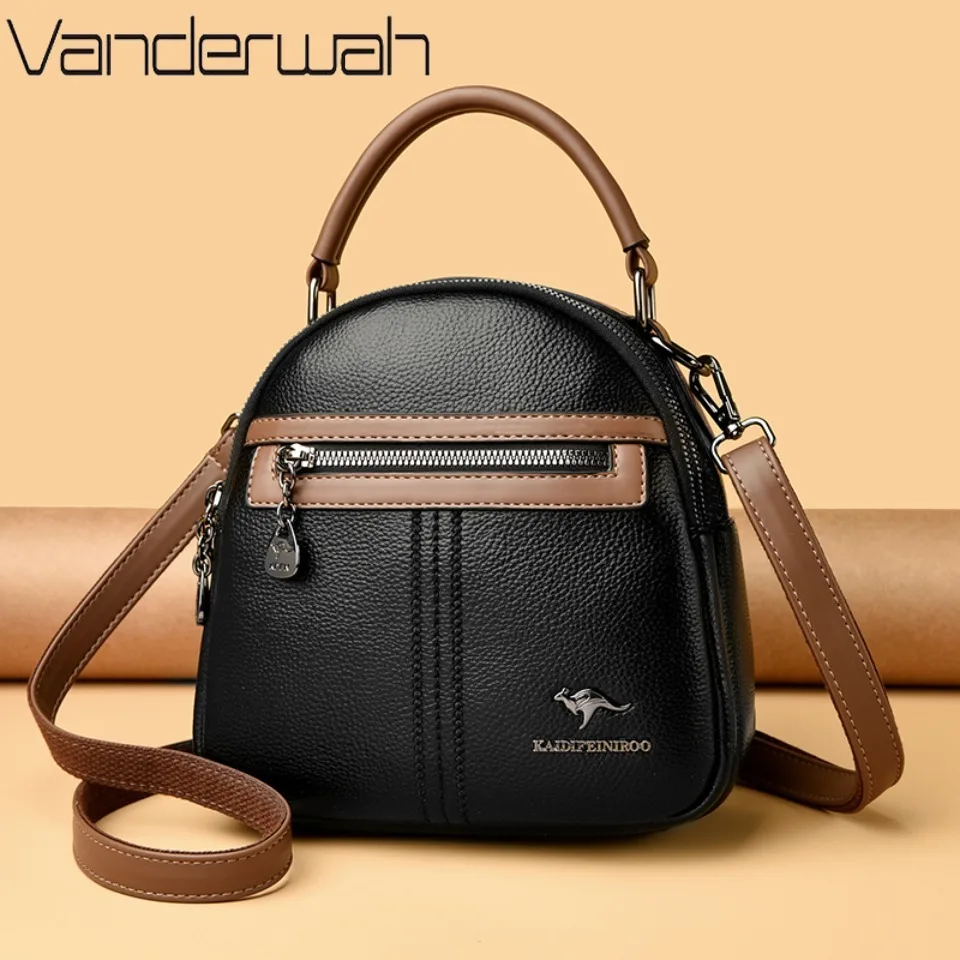 Genuine Brand Women PU Leather Small Crossbody Bag Multi Pocket and Muiti Layer Adjustable Shoulder Strap Tote Bag for Daily Use