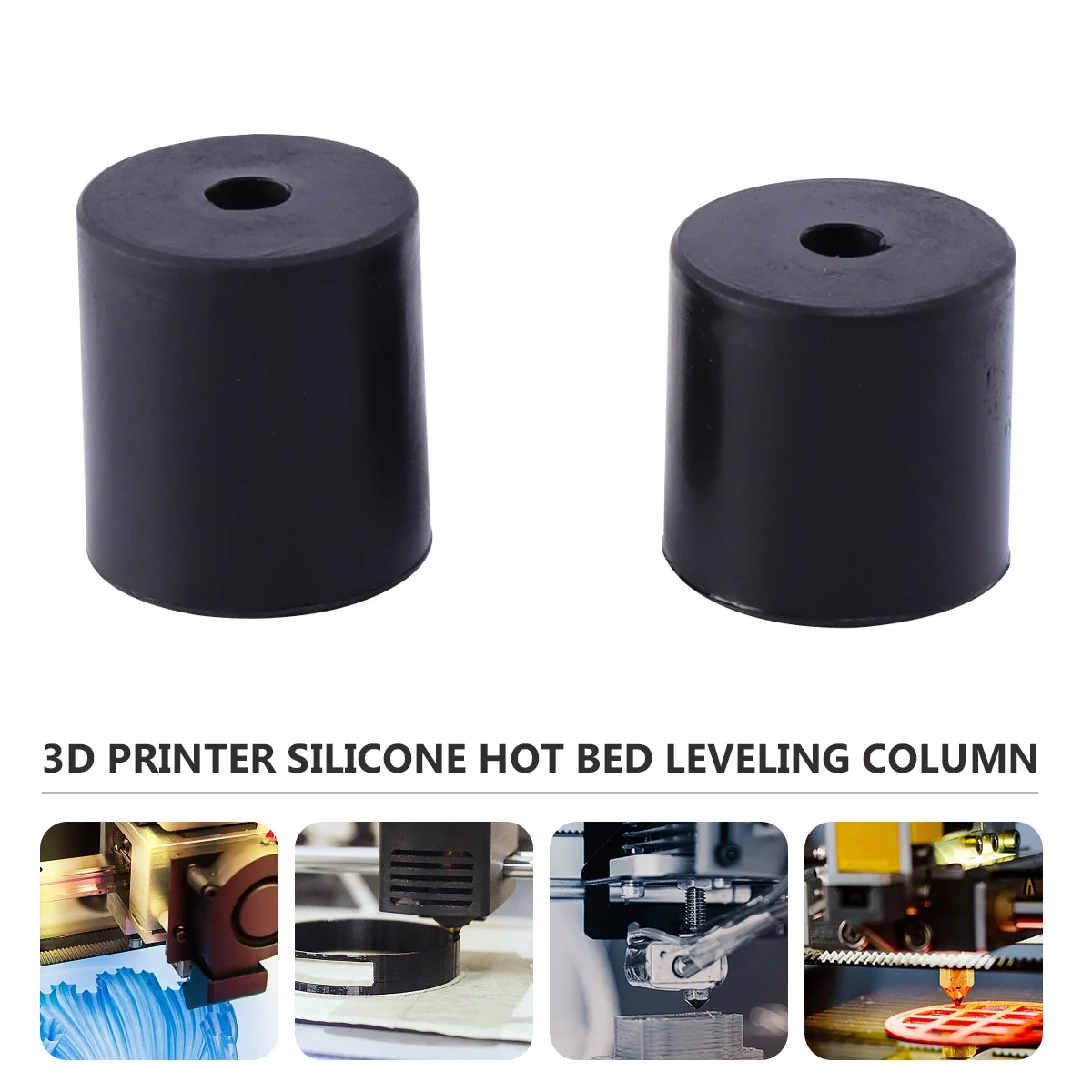 

4Pcs Silicone Hot Bed Leveling Column 3D Printer Non-Stick High Temperature Solid Spacer Platform Leveler Black