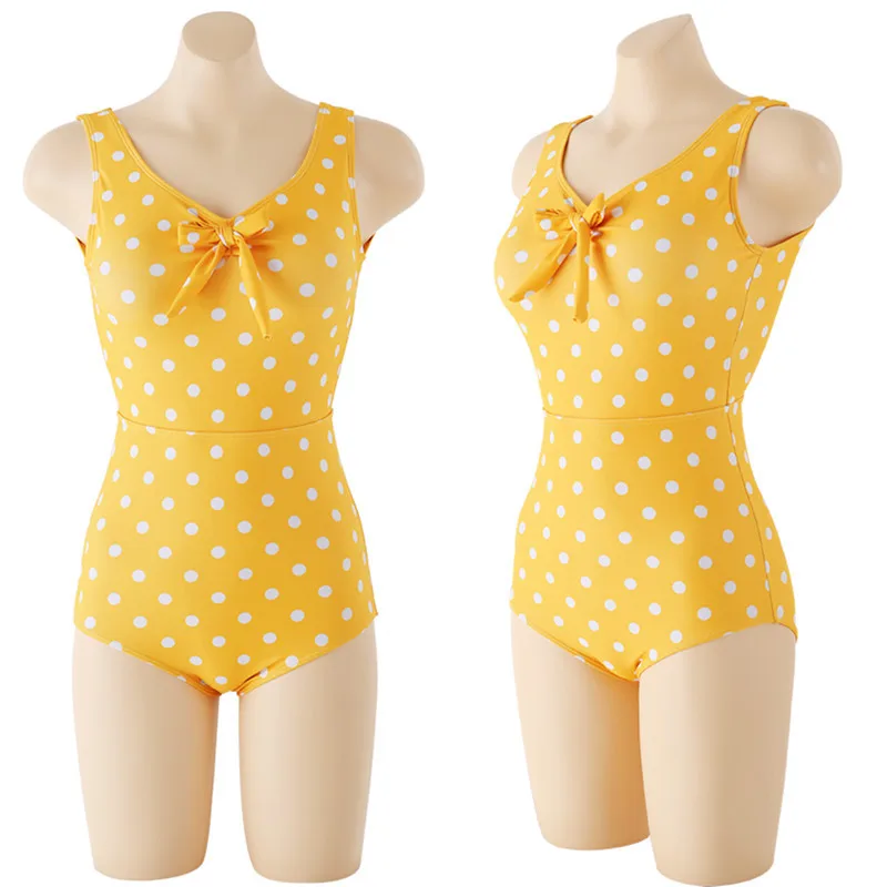 Vintage Sweet Style Summer Beach Bikini da donna con scollo a v Bow Tankini Polka Dot Backless a vita alta Slim costumi da bagno femminili alla moda