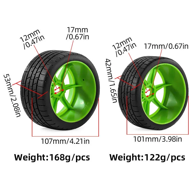 Juego de ruedas y neumáticos RC de 4 Uds (17mm hexagonal) para ARRMA 1/7 Felony 6S BLX FSR RC pieza de actualización de coche Kit de reemplazo de ruedas y neumáticos de carreras de carretera