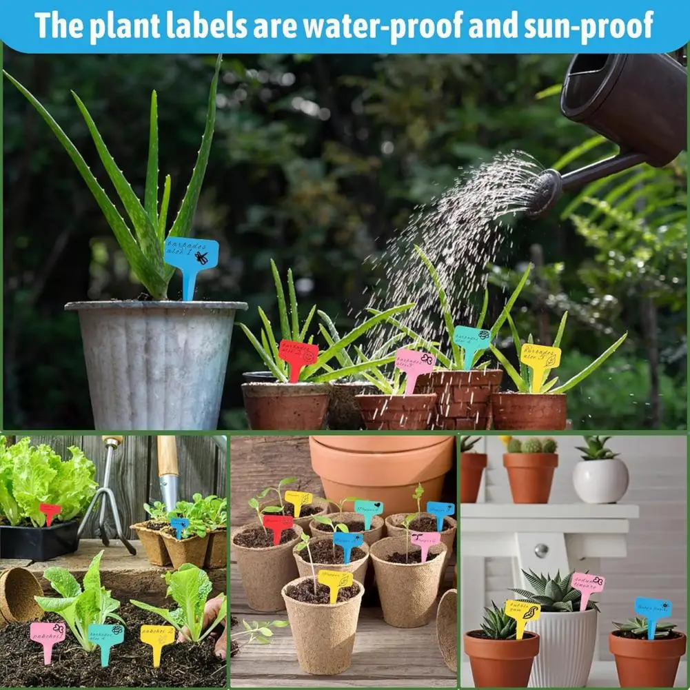 Reusable Plant Tags Garden Plant Markers 100pcs T-type Plant Tags Garden Labels Plastic Markers Waterproof Reusable
