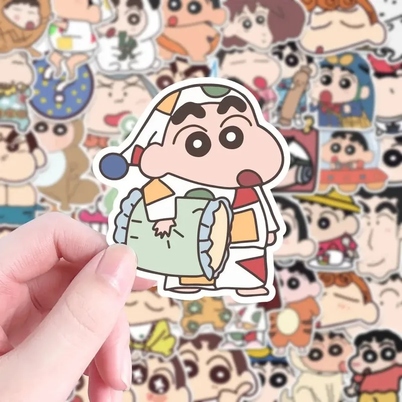 100pcs Cartoon Cute Crayon Shin-Chan Diy Handbook Stickers Anime Student Stationery Decoration Stickers Gifts