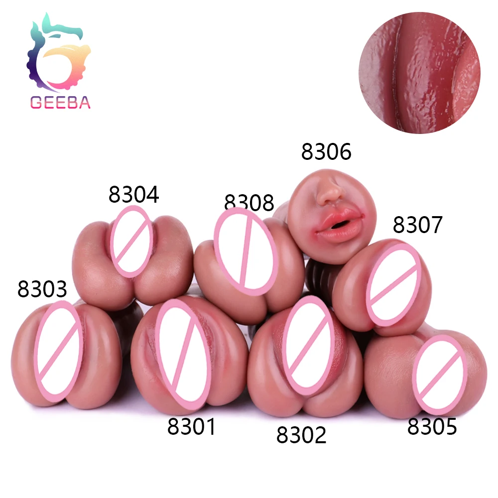 GEEBA Skin Color Single Hole Male Simulation Masturbator Liquid Silicone Pocket Pussy Stroker Realistic Vaginal Sex Toys For Men