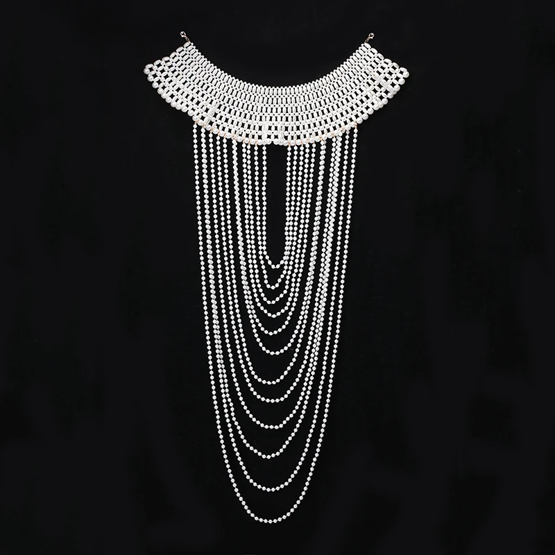 Pearl-Inspired Fashionable Bridal Shawl with Multi-Layered Beaded Fringes. Russian-style New Design. Women's Accessory.