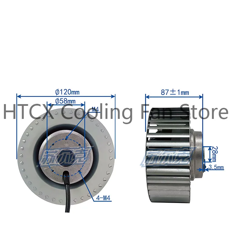 Multi-Blade External Rotor Centrifugal Fan, for Purification Motors, Duct Ventilation Dryers 120FLQ2 220V 36W 0.22A 120mm 63mm