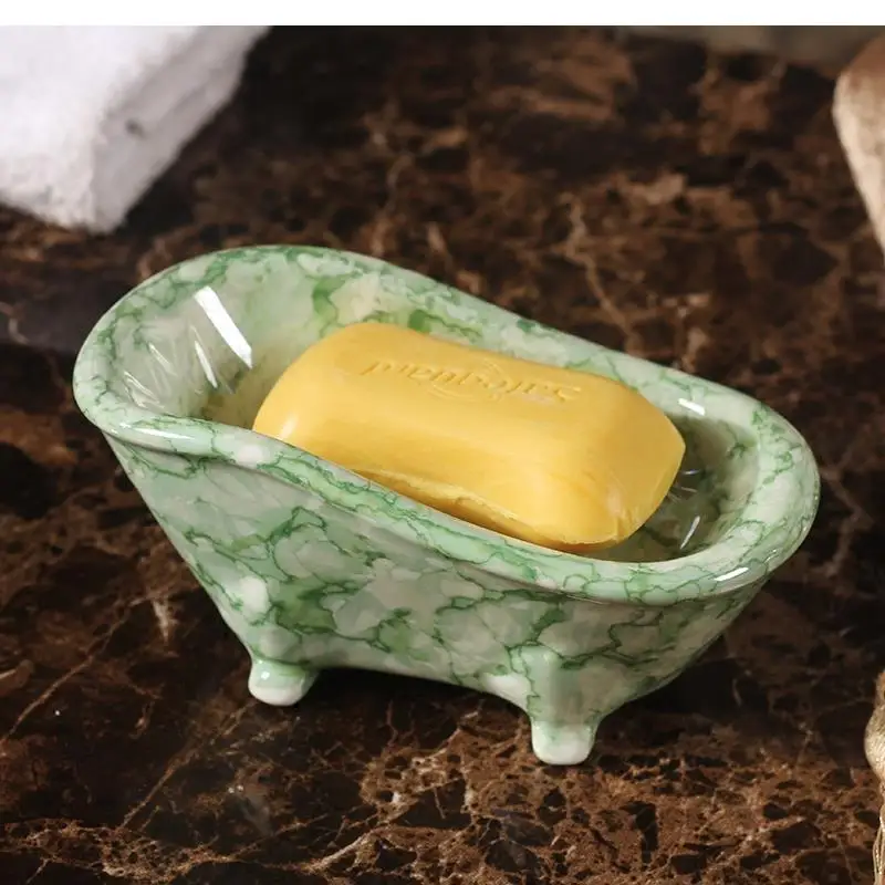 

Ceramic European Marble Drain Soap Dish Handmade Bathroom Rack Decorative Supplies