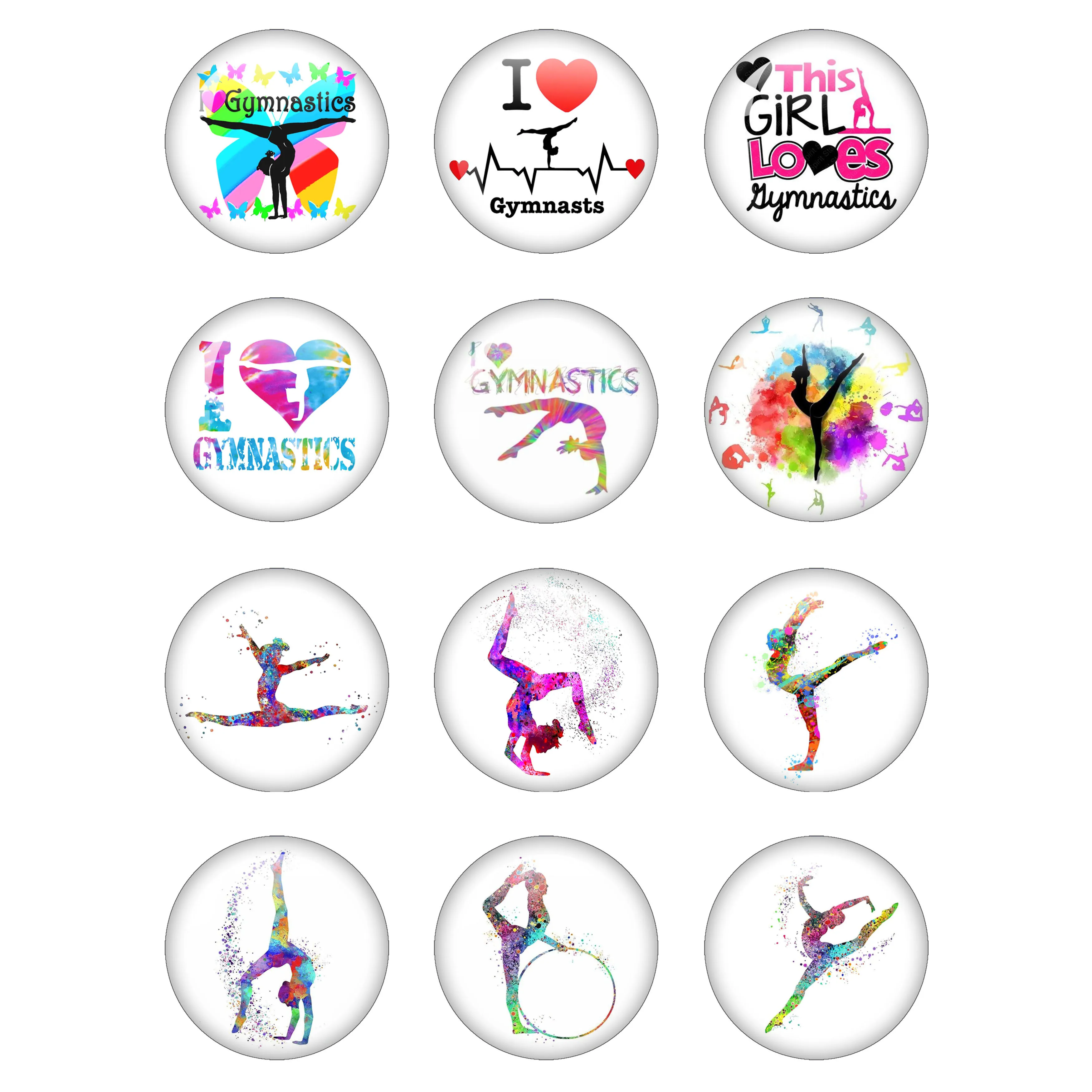 Fashion Rhythmic Gymnastics Dance Lover Jewelry Glass Cabochon10mm-40mm Dome Photo Glass Cabochon Flat Back Making Findings